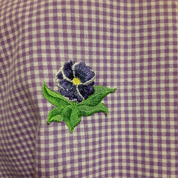 Las Olas Embroidered Check Button Down Top - Picture 7 of 7